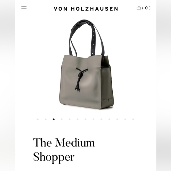 Von Holzhausen Made in Italy Elegant Beige Tote bagwith black strap & drawstring - Picture 3 of 16